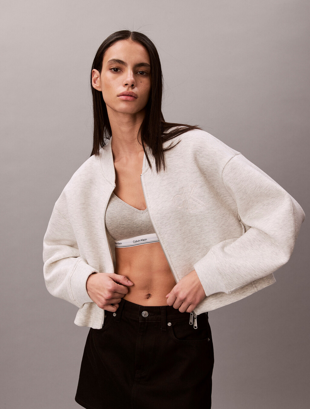 Chaqueta bomber con cremallera oversize