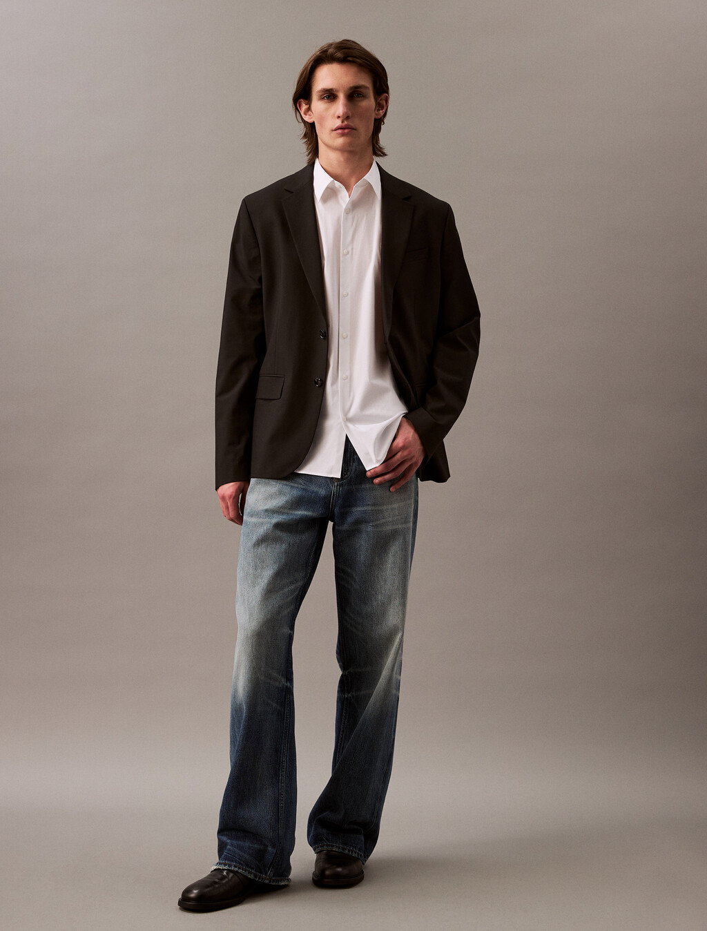 Camisa ajustada de algodón elástico