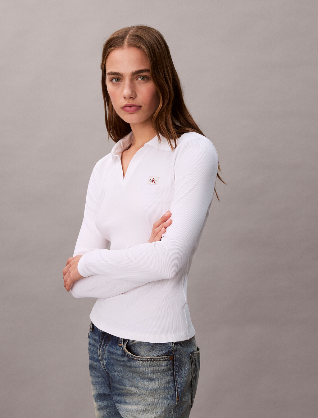 Top de cuello de pico con estampado monólogo tejido