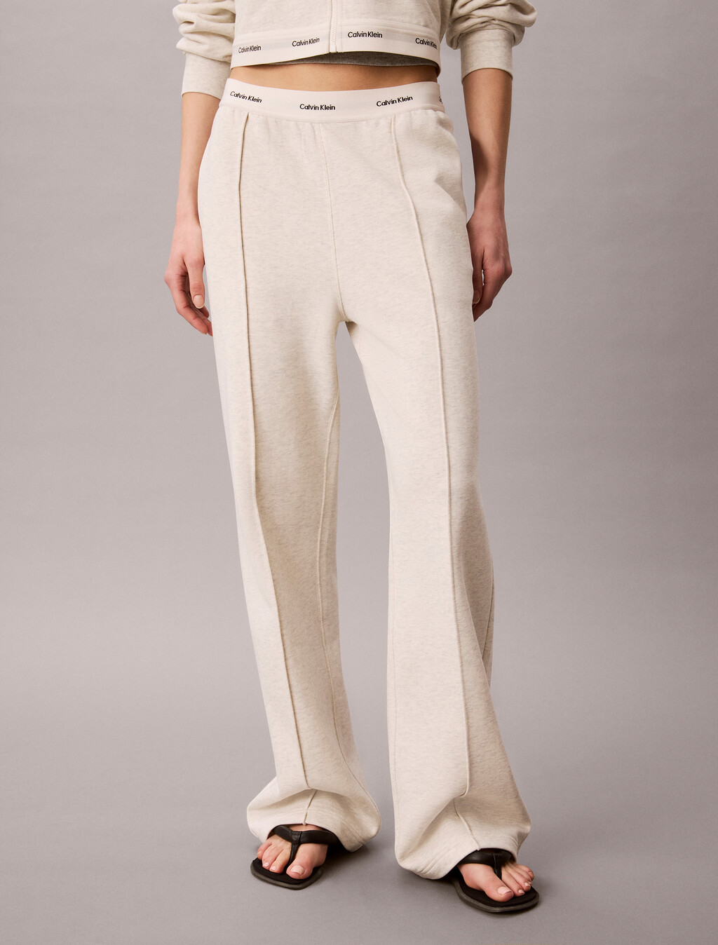 Joggers de pierna ancha con cintura con logotipo