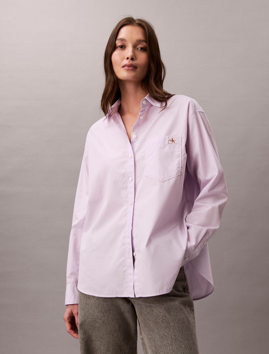 Camisa de popelín de algodón holgada
